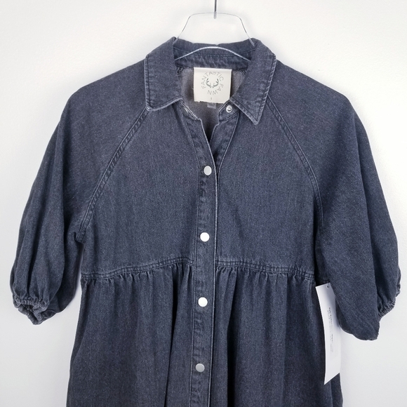 Fantastic Fawn Katy Washed Denim Babydoll Dress NWT - Picture 7 of 13